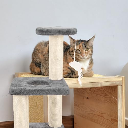 Rascador vertical para gato con poste de sisal resistente miniatura 6