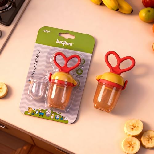 Image of Baybee Silicone Fruit Nibbler & Baby Food Feeder | Baby Teether & Pacifier for 3+ Months Toddlers | Babies Fruit & Food Veggie Teether for Infants | Hygenic & BPA Free Extra Soft Organic- Pacifier