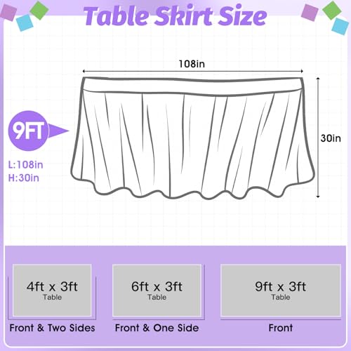 Image of 9FT Purple Checkered Table Skirt Ruffle Colorful Teacher Desk Skirts for Classroom Decorations Rectangle Table Cover Skirt for Back to School Party Supplies Kindergarten Office Dorm Bookcase Cabinet