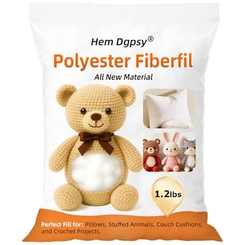 Hem Dgpsy Polyfill Stuffing 1.2lbs/19.1oz, Premium White Polyester Fiberfill, All-New Material Stuffing for Plush Toys, Pillows, Cushions, Crafts & Cloud Ceilings Cover