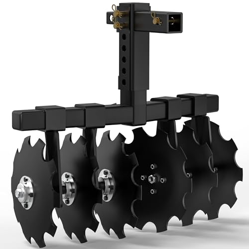 YINTATECH 28' Tractor Disc Plow Harrow with 2' Receiver, Pull Behind Tiller for ATV/UTV, Black