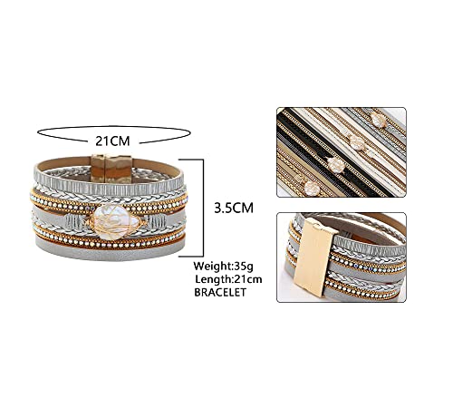 Jewbelet Leather Wrap Bracelet For Women Boho Cuff Bracelets With Clasp Jewelry For Teens Girls Birthday Holiday Gift #TOP1