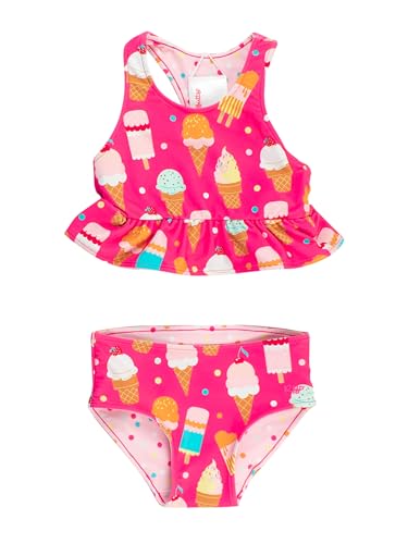 Image of RuffleButts Baby /Toddler Girls UPF50+ Sun Protected Reversible Peplum 2 Piece Sleeveless Tankini