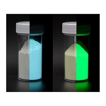 Americos Glow in The Dark Pigment Luminous Powder, Safe Non-Toxic, for Slime Nails, EDM Music Festivals, Resin, Concerts, Halloween (2 Colors) (Green and Blue) (25 GM Each) (Total 50gm)