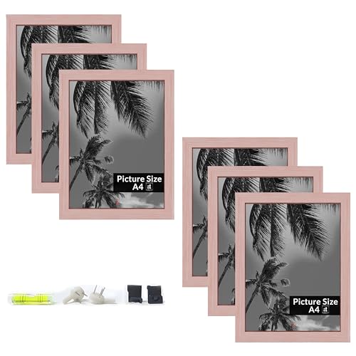Image of Art Street Premium Photo Frame for living room, Classic Aesthetic Design Photo Frames for Photograph, Art Work, Kids Room Set of 6 (8x12 Inch, Pink)