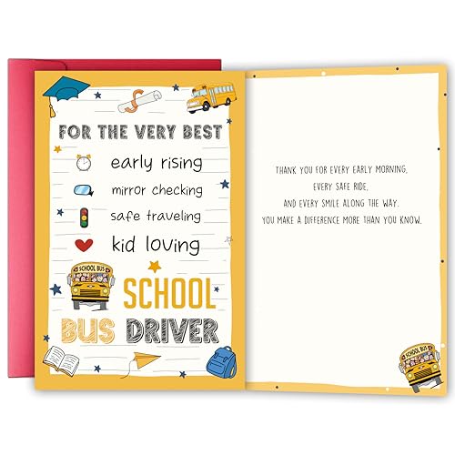 YIWANSIN Funny School Bus Driver Appreciation Card Gift from Kids Parents or Families, School Bus Driver Thank You Card, Retirement and End of Year Gift