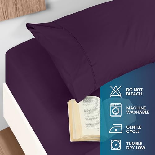 Image of Utopia Bedding Queen Sheet Set, Soft Microfiber 4 Piece Bed Sheets with 15 inch Deep Pocket - Easy Care Brushed Microfiber (Queen, Purple)