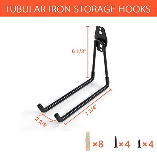 Ihomepark Heavy Duty Garage Storage Utility Hooks For Ladders & Tools, Wall Mount Garage Hanger & Organizer - Tool Holder U Hook With Anti-Slip Coating (2 Pack - Black) #TOP1