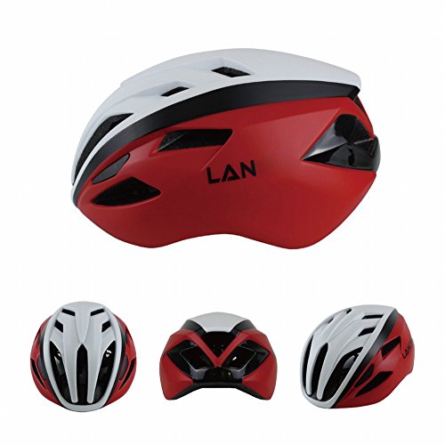 Casco de la bici de camino rojo blanco con ajuste de una sola pieza 56-61.5CM