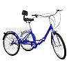 Futchoy Vouwfiets voor volwassenen, 24 inch, 3 wielen, met mand en rugleuning, opvouwbare 3-wieler voor dames, heren…