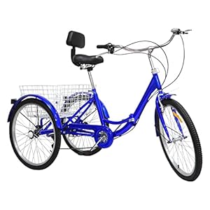 Futchoy Vouwfiets voor volwassenen, 24 inch, 3 wielen, met mand en rugleuning, opvouwbare 3-wieler voor dames, heren…