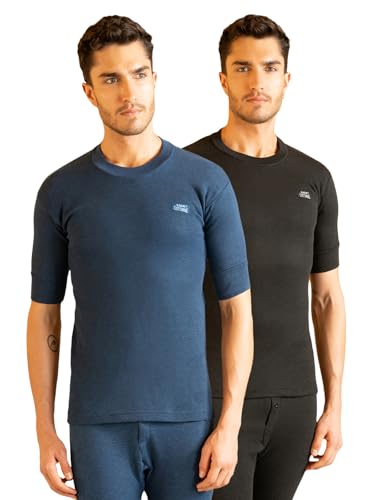 Image of Lux Cottswool Men's Pack of 2 Half Sleeves Round Neck Thermal Set