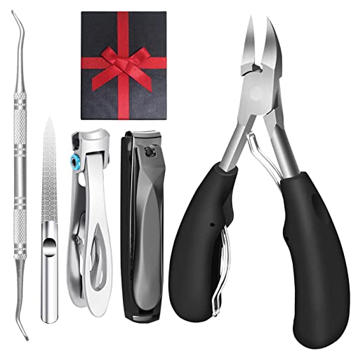 TOKINGO Nagelknipser-Set, Zehennagelknipser, Nagelfeile für eingewachsene, Podologen, dicke, professionelle Männer, Senioren usw. (5-teiliges Geschenkbox-Set) Cover
