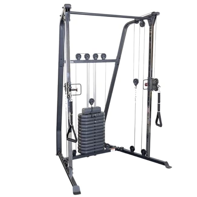 Body-Solid Best Fitness Functional Trainer Cable Machine, Full Body Workout Weight Stacks, Chest and Shoulder Exercise Home Gym LAT Pulldown Machines with 190lb Weights Stack, Midnight Black