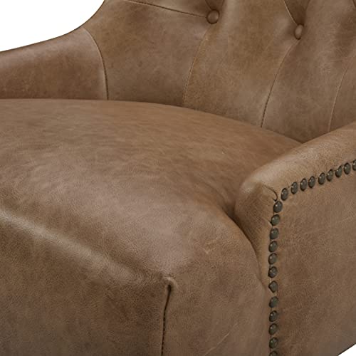 Amazon Brand – Stone & Beam Kingsolver Tufted Leather Living Room Accent Chair, 28''W, Cognac #TOP5