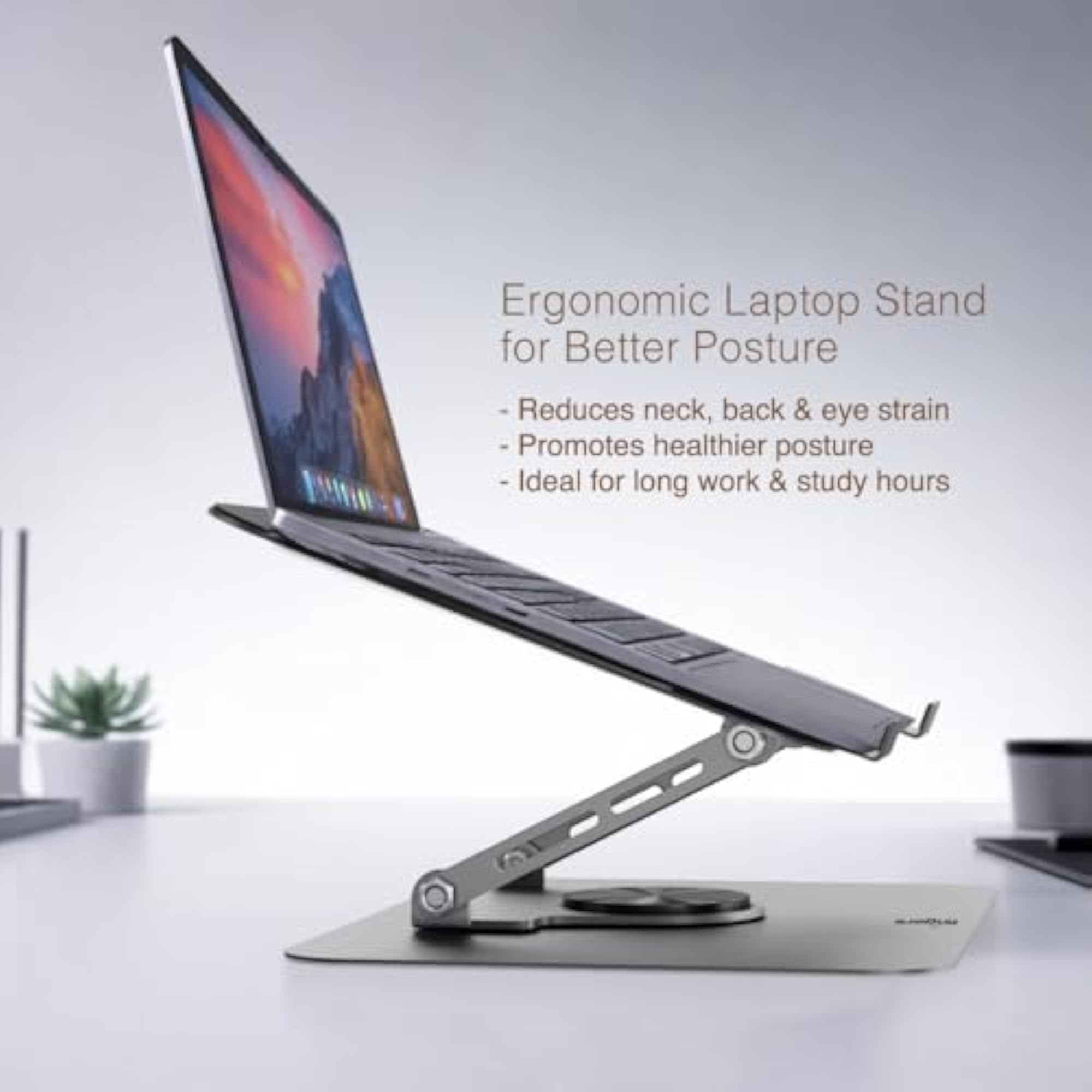 Ergonomic Laptop Stand in Gun Grey for Comfortable Viewing