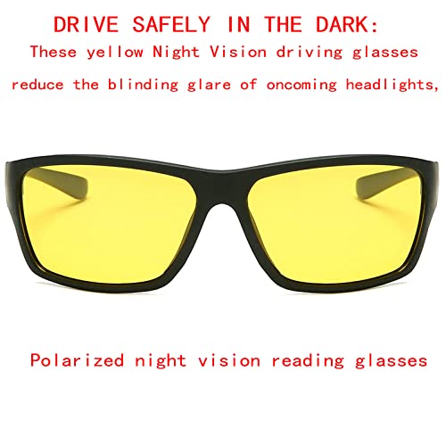 Image of Full lens Polarized Reading Sunglasses for Men Driving Running Sports Reader Square UV Protection Style Unisex