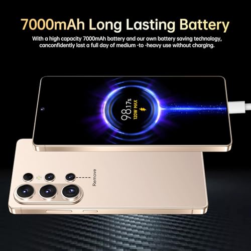 Image of SZV 26 Ultra Unlocked Cell Phone,16+1TB 5G Unlocked Phone, Built in Pen Android 15 Battery 7000mAh 6.99 inch HD Screen Smartphone, Dual SIM /Face ID /Fingerprint Lock /GPS (Gold, 16+1TB)