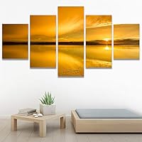 SIGNWIN 5 Panel Canvas Wall Art Skyline Sunset for Home Decorations Ready to Hang - 60