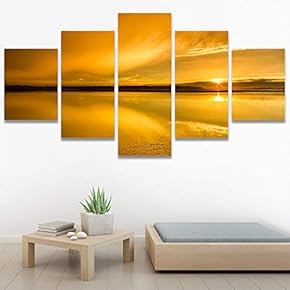 SIGNWIN 5 Panel Canvas Wall Art Skyline Sunset...