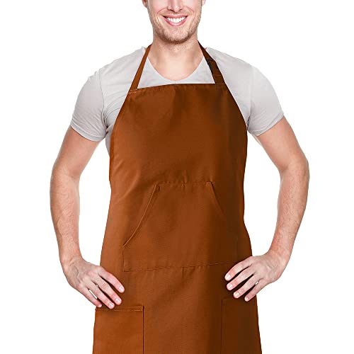 Image of HPD Half Price Drapes Aprons for Men Women with Large Pockets Adjustable Unisex PRTW-S01-AP Solid Cotton, 27 X 34 Inch, Bombay Rust