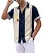 QIVICIMA Men's Retro Bowling Classics 50s Rockabilly Style Button Down Vintage Camp Shirt B1 XL