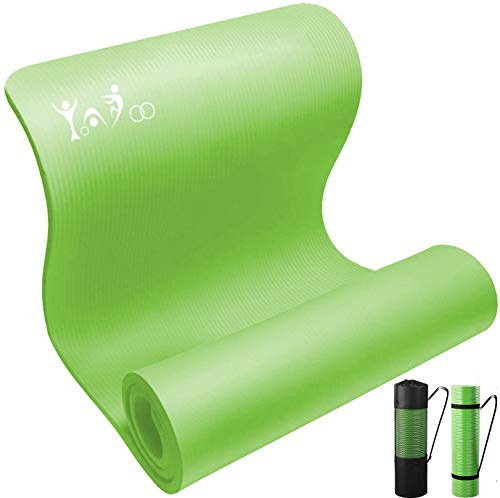 ヨガマット 10mm トレーニングマット エクササイズマット ストレッチマット YADOO 筋トレマット 収納ケース (グリーン)