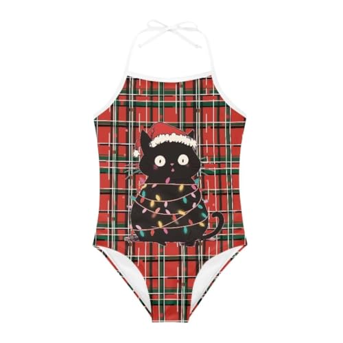 Image of Christmas Kids One-Piece Halter Swimsuits Beach Swimwear Bathing Suit for 3-10 Years Girls