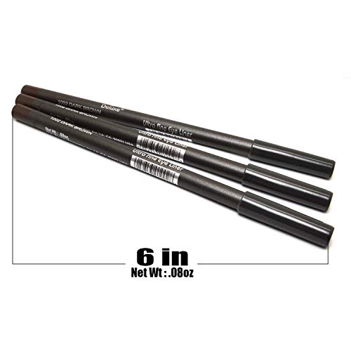 3 Pcs x Italia Deluxe 1002 Dark Brown Ultra Fine Eye Liner Pencil Kit miniatura 3
