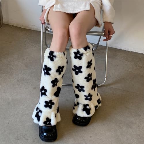 Image of Sexybody Leg Warmers for Women & Girls Y2K Kawaii Fluffy Fur Flared Leg Warmer Furry Goth Grunge Socks Harajuku Leopard
