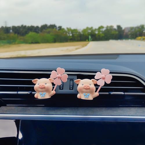 Image of Cute Car Air Freshener Vent Clips, 3D Animal with Mini Fan Diffuser Vent Clip, Air Conditioning Decoration Car Accessories for Women and Men