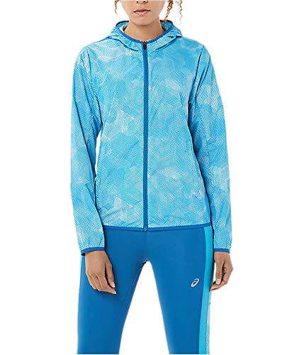 Image of ASICS Women's W PACKABLE JACKET, M, AQUA ANGEL PRINT/REBORN BLUE