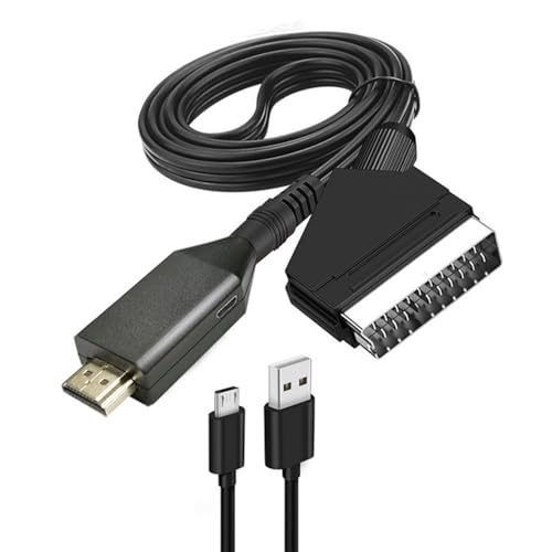 Pkouocry Convertitore Scart a HDMI con Cavi, Maschio Adattatore Scart