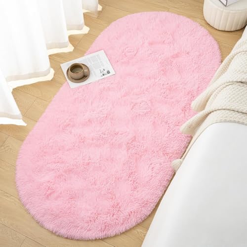Image of Fluffy Silky Micro Fiber Polyster Carpet /Runner for Bedroom, Study Room, Playing Room, Guest Room ETC. 1.5x4 Feet, (Pink)