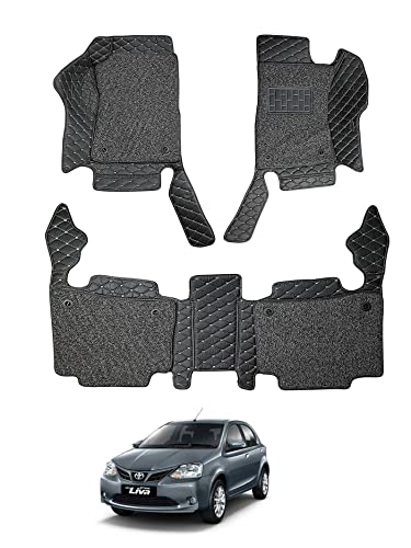 Image of Auto Hub Premium 7D car mat Etios Liva, Luxury Double-Stich 7d Car Floor Mat Complete Set, 100% Waterproof and Washable, Color : Black