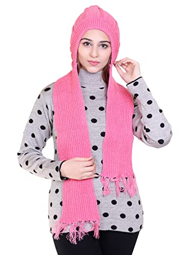Image of Gajraj Unisex Soft Knitted Winter Warm Woolen Cap with Woolen Lovely Muffler|Fur Cap with Muffler