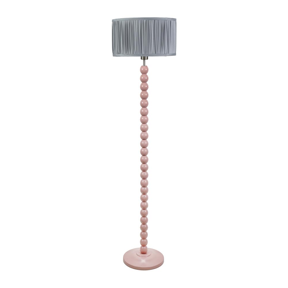 ValueLights | Rose Pink Bobbin Stem Floor Lamp with Powder Blue Ruched Pleated Shade Living Room Lounge Light | Floor Lamps, Home Décor & Improvement Essential
