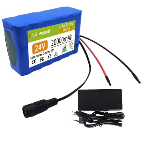 Caimcie Batería de Iones de Litio para Bicicleta eléctrica, 24 V, 20 Ah, 6S2P, con Cargador y protección BMS integrada, Ideal para Bicicletas eléctricas, Scooters y sillas de Ruedas. XT60