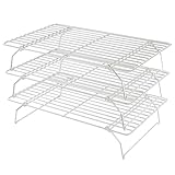 Cooling Racks for Cooking and Baking - 3 Tier Stackable Grid Wire Baking Rack for Oven Cooking, Baking, Grilling, Roasting - Dishwasher Safe Bacon Rack - Silver