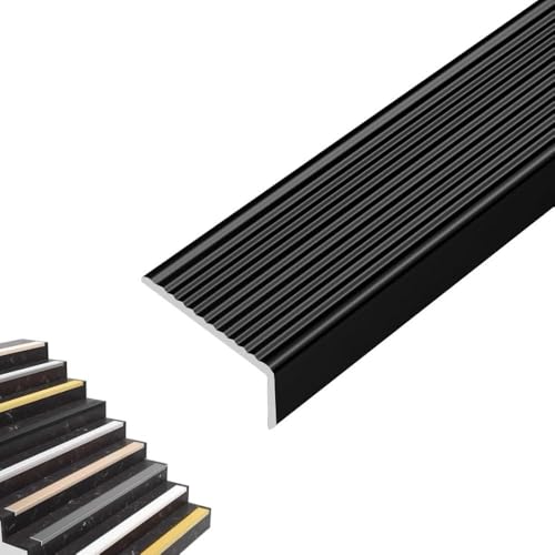 Nez de marche anti-glisse noir en alu 4x100cm pour sécuriser un escalier extérieur