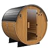 Backyard Discovery Paxton Outdoor Barrel Sauna 2-4 Person, 9kW Wi-Fi Electric Heater, Cedar Wood, Tempered Glass Door, Outdoor Home Sauna Kit
