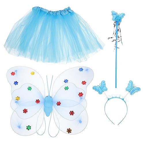 BESPORTBLE Falda De Hada Para Niñas Disfraz De Hada Con Alas De Varita De Hada y Falda De Tul Para Fiestas De Disfraces y Eventos De Princesas