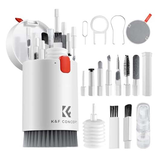 K&F CONCEPT 20 en 1 Kit Multifuncional Portátil de Limpieza Electrónica-Limpia Teclado, Pantalla de PC, Teléfono Móvil, Airpods, Lentes, Cámara, Herramientas de Limpieza para Múltiples Circunstancias