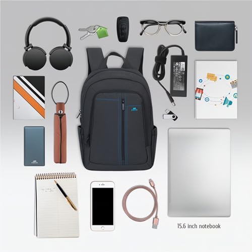 Image of RIVACASE Alpendorf 7560 Black Laptop Canvas Water Resistant Backpack 15.6 inch Inches