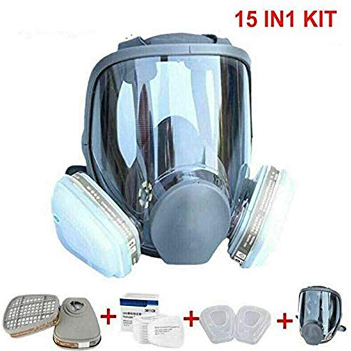 JZWDMD 15 in1 Full Face Large Size Respirator,Full Face Wide Field of View,Widely