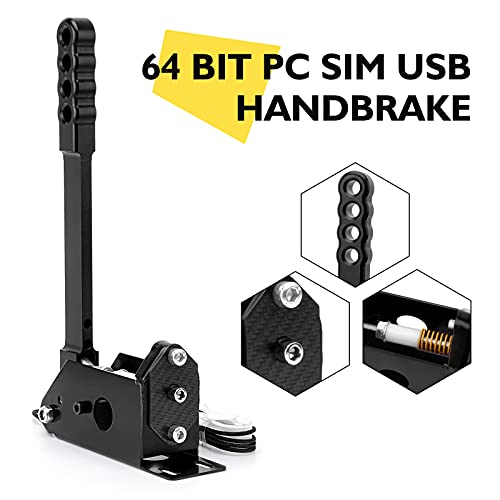 Image of Aikeec 64 Bit Usb Handbrake With Clamp Pc Handbrake For Sim Racing Games G25 G27 G29 T500 Fanatecosw Dirt Rally Pc Windows (Black With Clamp)