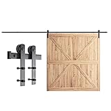 SMARTSTANDARD 12ft Barn Door Hardware Kit - Heavy Duty Sturdy, Quiet Sliding Track - Easy to Install, Fits 72' Wide Door Panel (I Shape Hanger)