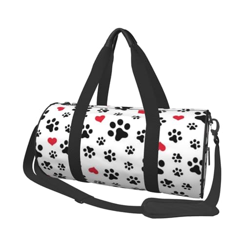 Large Weekender Overnight Bag Fashion Sports Gym Bag Dog Cat Paw Heart Love Travel Duffel Bag With Adjustable Shoulder Strap