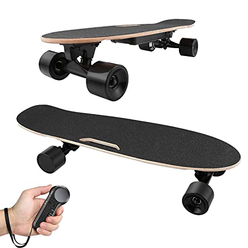 Aceshin Electric Skateboard with Wireless Handheld Remote Control Portable E-Board 7 Layers Maple Skateboard Cruiser 350W Motor 12 MPH Adjustable Speed and Braking 176lb Weight Load (Black)