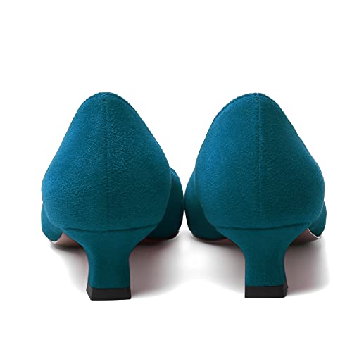 MERRORI Womens Slip On Suede Round Toe Dress Shoes Solid Casual Office Kitten Low Heel Pumps Shoes 1.5 Inch4